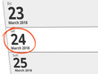 © Eigens - Date Saturday 24 March 2018 circled in red on a calendar
