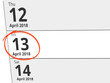 © Eigens - Date Friday 13 April 2018 circled in red on a calendar