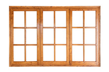 Threefold Wooden Window Isolated On White Background