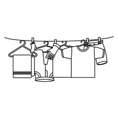 Wall Mural - clothes drying on wire vector illustration design