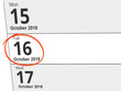 © Eigens - Date Tuesday 16 October 2018 circled in red on a calendar
