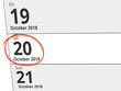 © Eigens - Date Saturday 20 October 2018 circled in red on a calendar