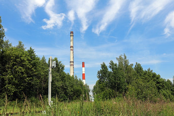 Wall Mural - factory pipes and nature