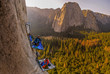 © Connect Images - Two rock climbers on portaledges on triple direct, El Capitan, Yosemite Valley, California, USA