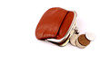 Small coin bag with white backdrop.