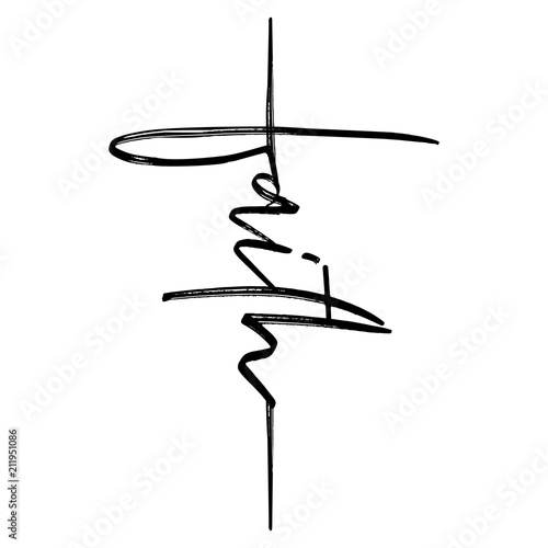 Cuadros en Lienzo Faith - Hand written Vector calligraphy lettering text in cross shape