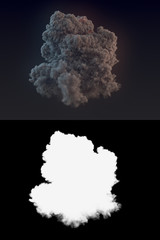 Wall Mural - dangerous cloud of dark smoke after an explosion with alpha channel. 3d rendering