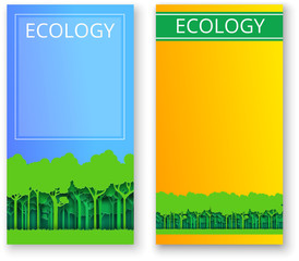 Wall Mural - Ecology nature forest backgrounds. Paper art style.