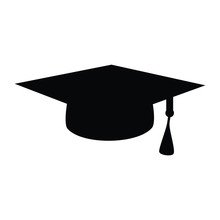 A Black And White Silhouette Of A Graduation Cap