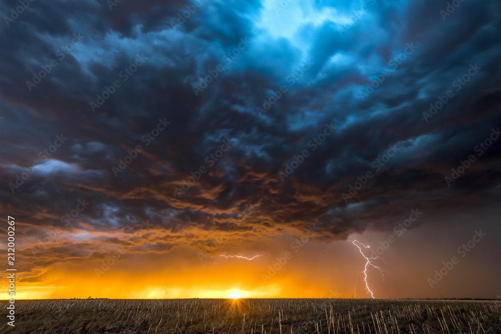 Lightning storm over field in Roswell New Mexico Stock Photo | Adobe Stock