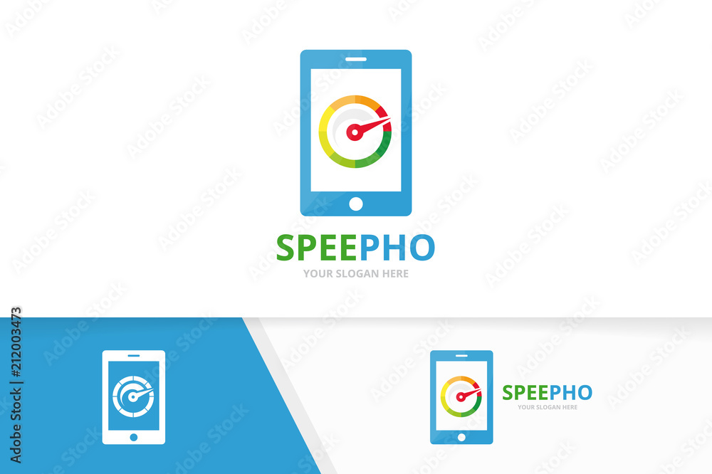 Vector speedometer and phone logo combination. Tachometer and mobile ...