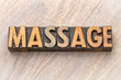 massage -word asbtract in wood type