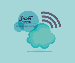 Sticker - smart home design with cloud storage icon over blue background, colorful design. vector illustration