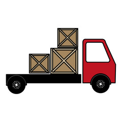 Sticker - truck delivery with wooden boxes