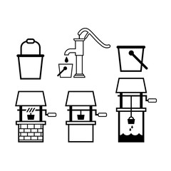 Water well icon set