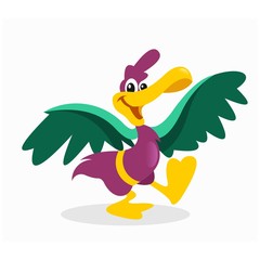 Sticker - funny cheerful dancing crane stork heron bird mascot cartoon character