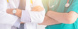 © Quality Stock Arts - Doctor hospital professional people health care services people wide horizontal banner for background.