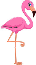 Cartoon Pink Flamingo Bird