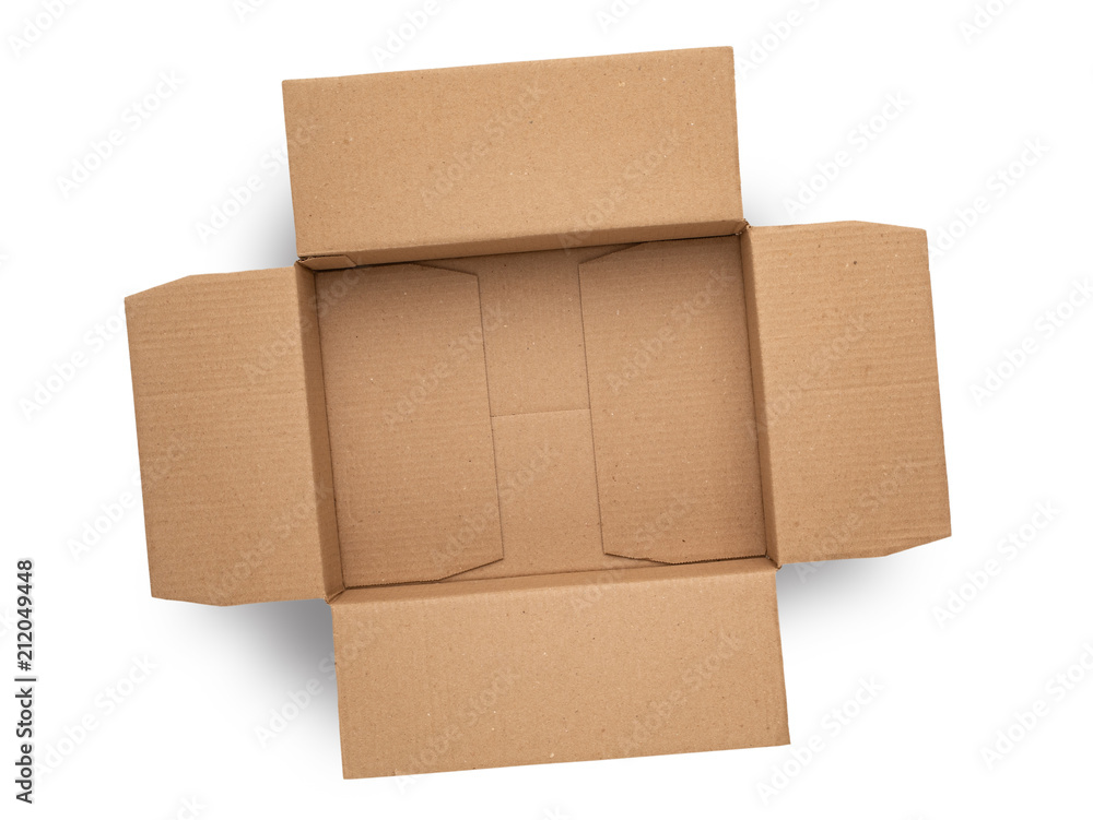 empty cardboard box on top isolated - obrazy, fototapety, plakaty 