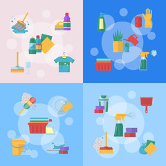 Sticker - Vector cleaning flat icons illustration