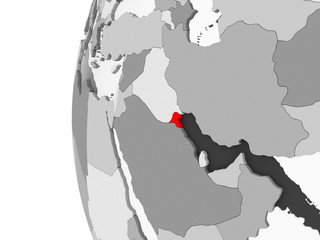 Kuwait on grey globe