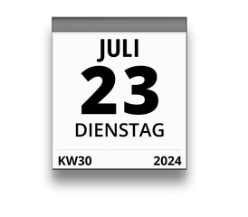 Kalender für Dienstag, 23. JULI 2024 (Woche 30)