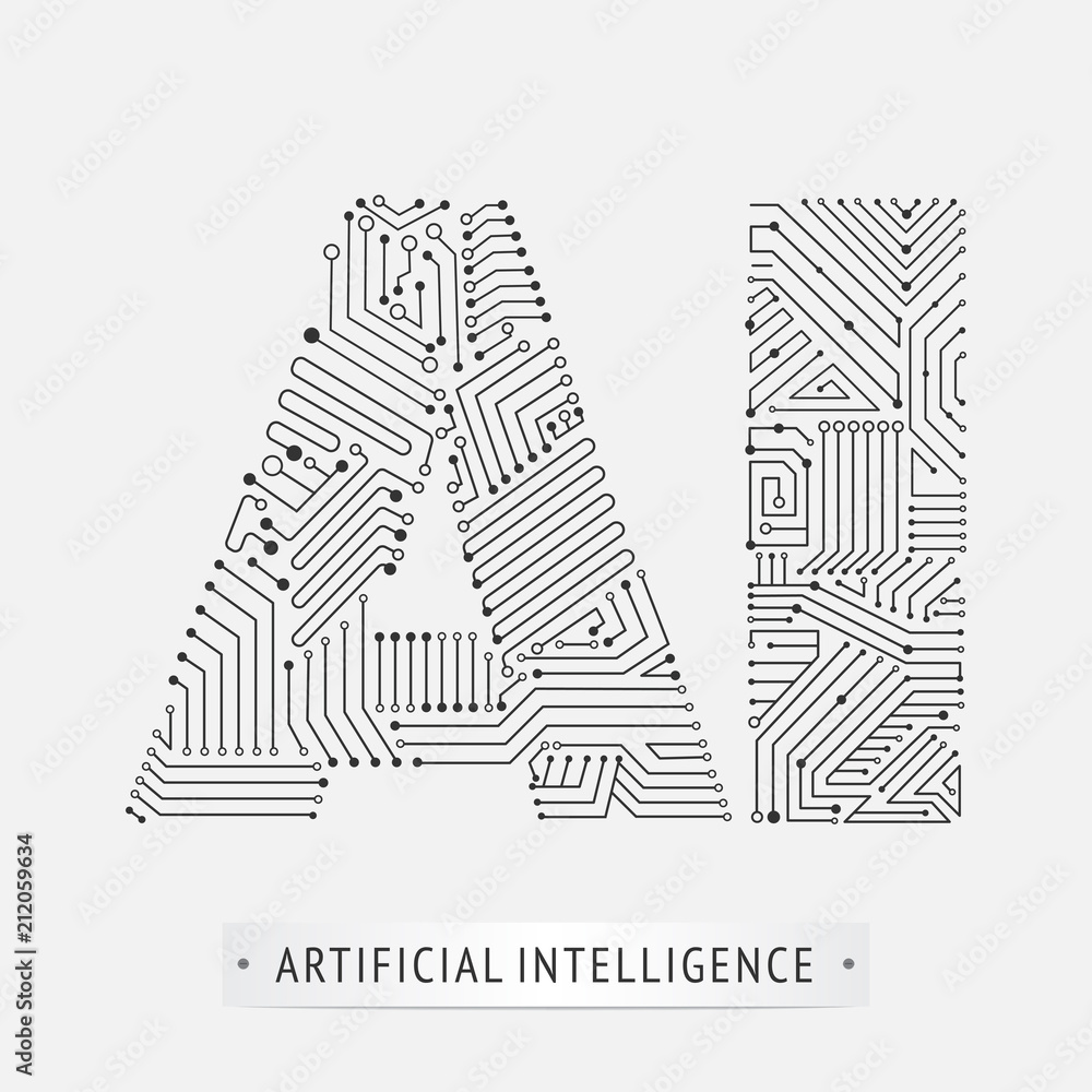 artificial intelligence icon design. - obrazy, fototapety, plakaty 