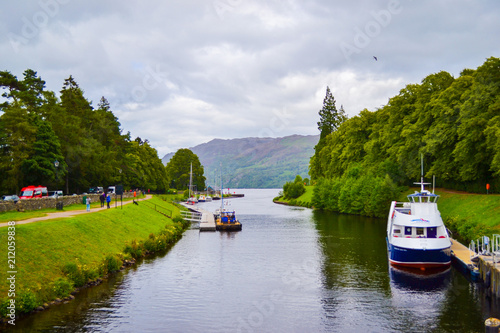 Fotografie, Obraz Caledonian Canal in Fort Augustus, in the Highlands (Scotland, United Kingdom)