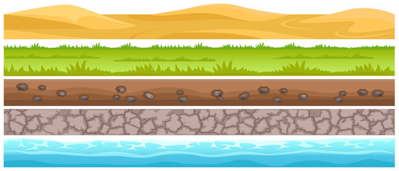 Seamless Grounds and Land Suface Flat Vector Set