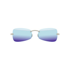 Poster - Stylish sunglasses with polarized blue-purple lenses. Protective eyewear with gradient. Stylish unisex accessory. Flat vector design