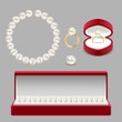 Pearl jewelery set vector realistic illustration