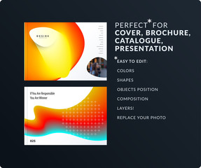 Wall Mural - liquid design presentation template with colourful fluid gradient shapes. abstract vector set of mod