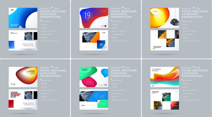Wall Mural - liquid design presentation template with colourful fluid gradient shapes. abstract vector set of mod