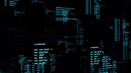Wall Mural - futuristic interface with running code in a virtual space. abstract digital background with code in 