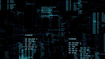 Wall Mural - working program code in a cyberspace. abstract digital interface on a screen. seamless loop.