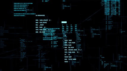 Wall Mural - abstract digital background with data flow. working program code in a cyberspace. seamless loop.