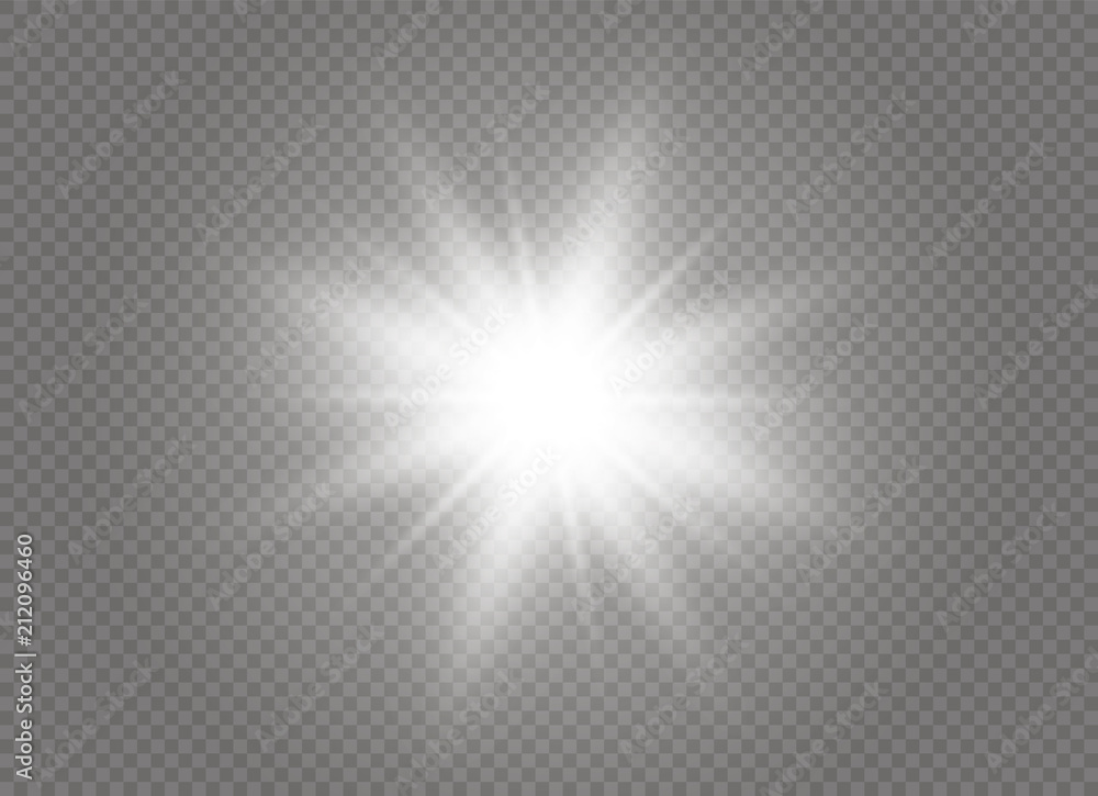 Glow light effect. Star burst with sparkles. Vector illustration. - obrazy, fototapety, plakaty 