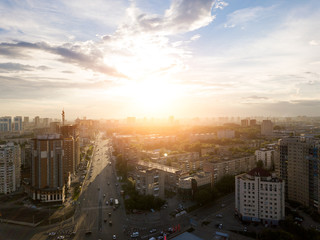 Wall Mural - Aerial view of old and new russian buildings