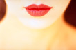 Beautiful lips with red lipstick, close up, studio shot