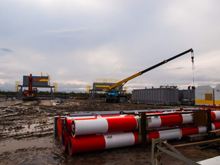 construction site of oil tanks