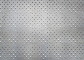Wall Mural - silver metal wall with circle rivets on it, STEEL RIVETED METAL PLATE