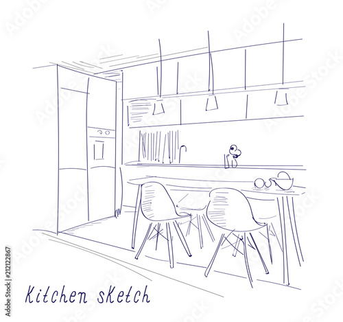 Interior Design Dining Room Sketch