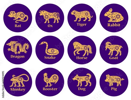 Chinese Horoscope 2019 2020 2021 2022 2023 2024 2025 Years Rat Ox Tiger Rabbit Dragon Snake Horse Goat Monkey Rooster Dog Pig Floral Gold And