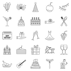 Canvas Print - Date icons set. Outline set of 25 date vector icons for web isolated on white background