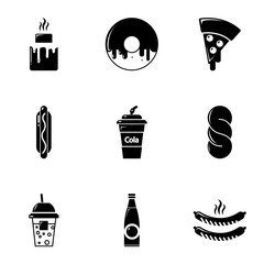 Wall Mural - Snacks icons set. Simple set of 9 snacks vector icons for web isolated on white background