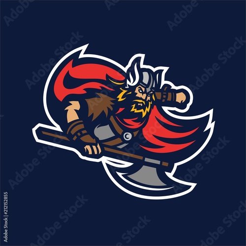 Fotomural barbarian viking knight esport gaming mascot logo template