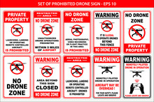 Set Of Prohibited Drone Sign - Easy To Modify