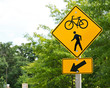 © bjphotographs - Bike and walking trail yellow traffic sign