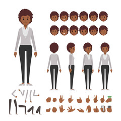 Wall Mural - afro business woman character set. Full length. Different view, emotion, gesture.

