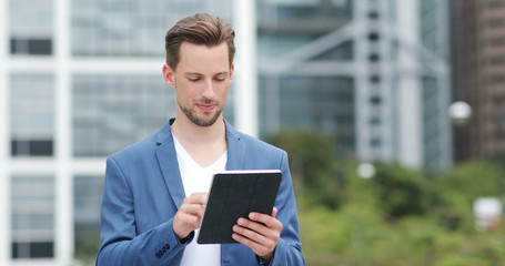 Businessman use of tablet computer